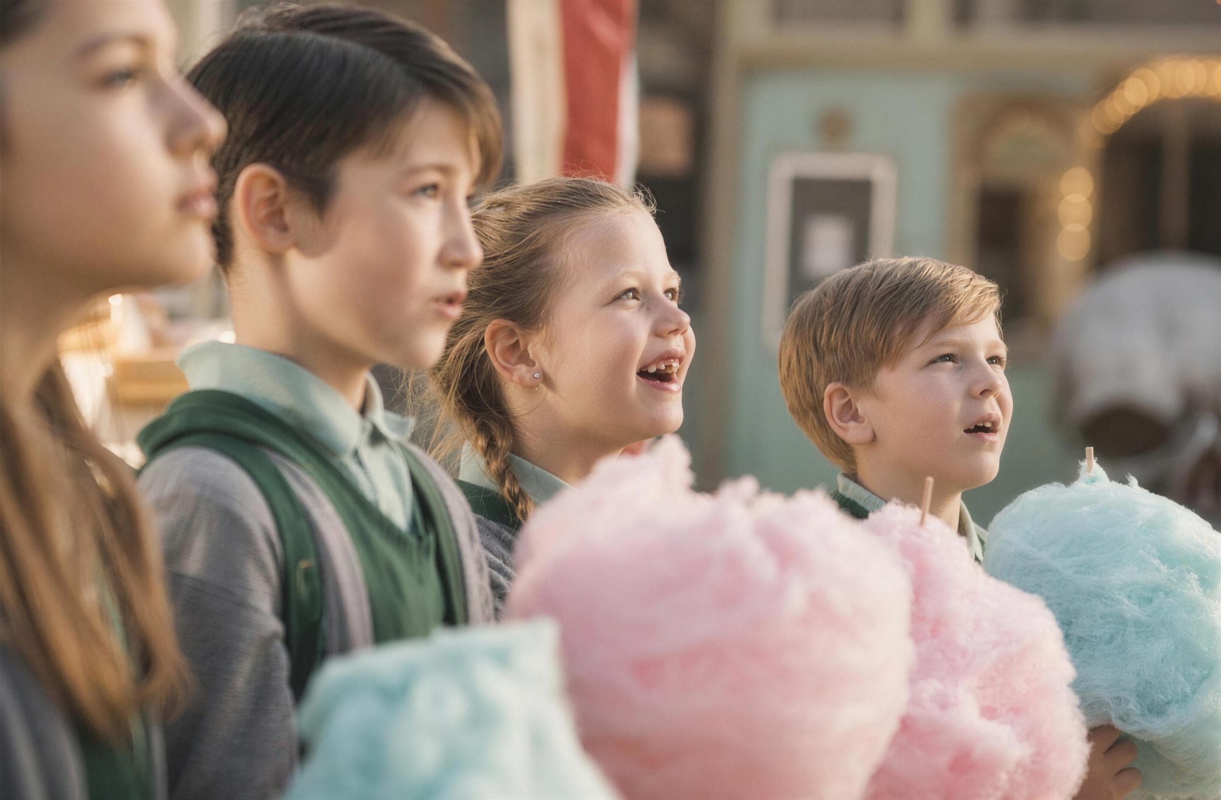 Kinder mit Zuckerwatte im Wiener Prater